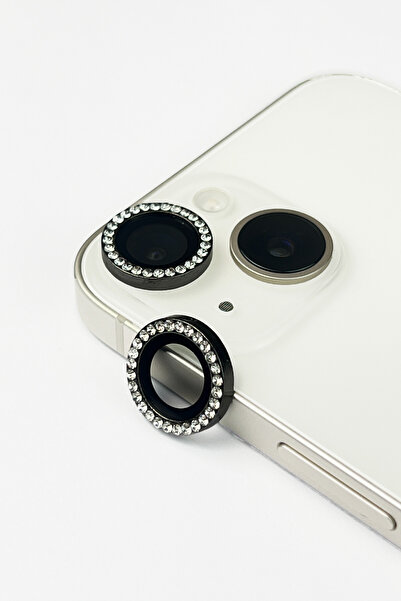 Vip Case Iphone 13 Ve 13 Mini Uyumlu Taşlı Kamera Lens Koruma Koruyucu Koyu Gri