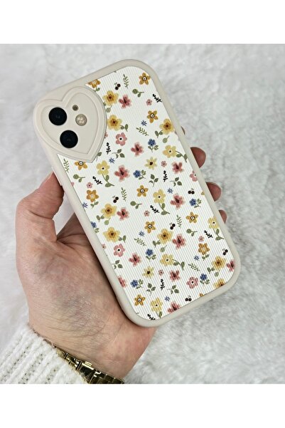 Vip Case iPhone  11 - Kamera Kalp Tasarımlı Minik Tatlı Çiçek Desenli Şirin F...