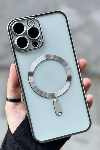 Vip Case iPhone 14 Pro Max Kamera Korumalı Sararmaz Silikon Parlak Magsafe Destekli Modern Cetro Kılıf
