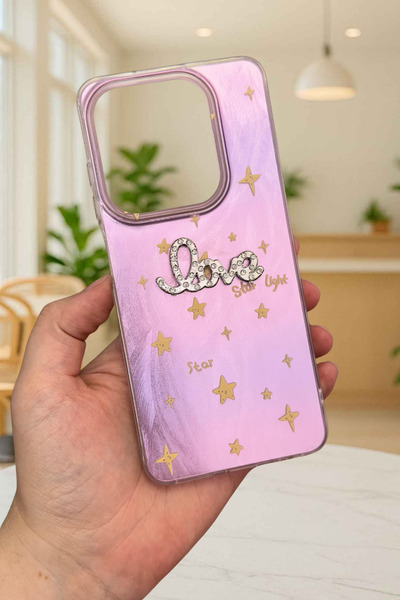 Vip Case iNfinix Hot 40İ Uyumlu Hologramlı Renk Değiştiren Yıldız Desenli Taş...