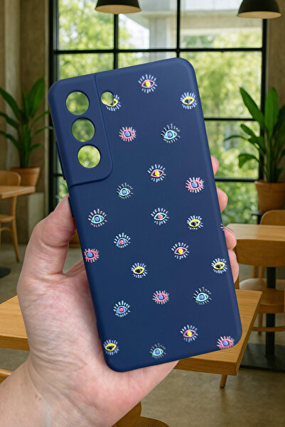 Vip Case Samsung Galaxy S21 Fe - MİNİ EVIL EYE DESENLİ Silikon Darbe Emici Klasik Korumalı Rubber Kılıf