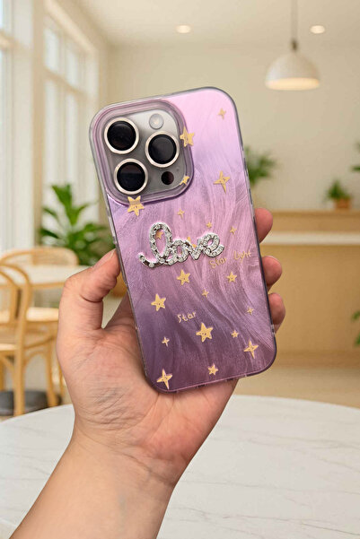 Vip Case iPhone 16 Pro Max Uyumlu Hologramlı Renk Değiştiren Yıldız Desenli T...