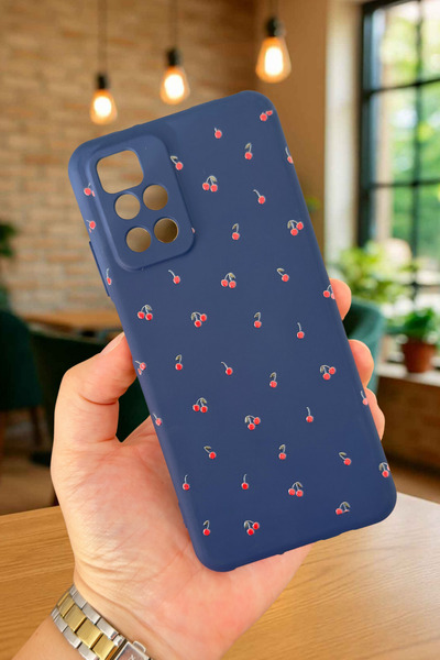 Vip Case Xiaomi Redmi 10 2022 MİNİ KİRAZ DESENLİ Silikon Darbe Emici Klasik Korumalı Rubber Kılıf
