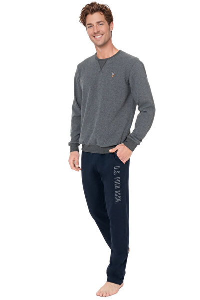 U.S. Polo Assn. Erkek Uzun Kollu Pijama Takımı - Antrasit, Pamuklu Rahat Kumaş