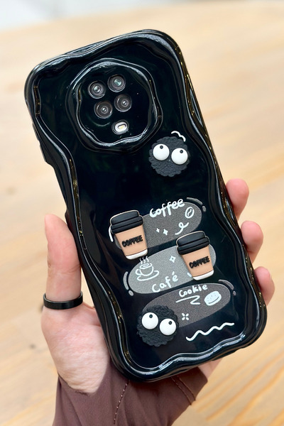 Vip Case حافظة Redmi Note 9 Pro / 9s بنمط بسكويت القهوة ثلاثية الأبعاد بتصميم لامع لطيف