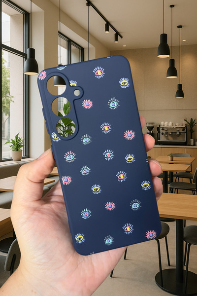 Vip Case Samsung Galaxy A15 Uyumlu MİNİ EVIL EYE DESENLİ Silikon Darbe Emici ...