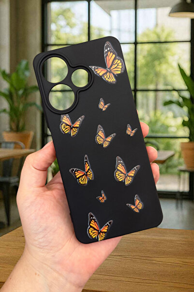 Vip Case Xiaomi Redmi 13 4G KELEBEK DESENLİ Silikon Darbe Emici Klasik Korumalı Rubber Kılıf