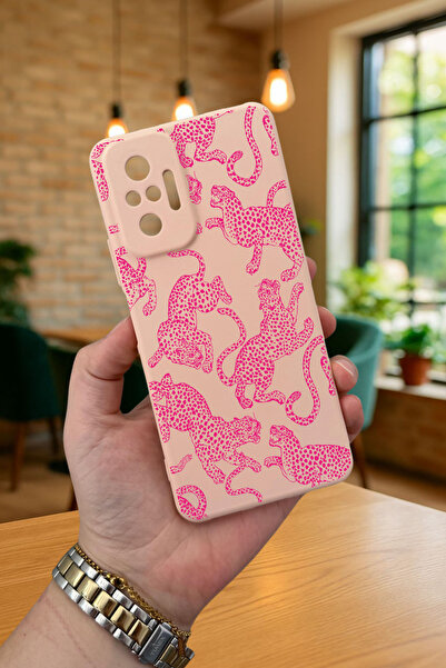 Vip Case Xiaomi Redmi Note 10 Pro Uyumlu PEMBE LEOPAR DESENLİ Darbeye Dayanık...