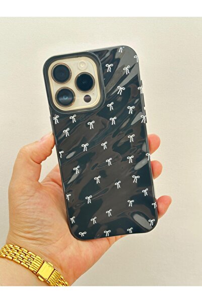 Vip Case iPhone 15 Pro Max Kamera korumalı FİYONK DESENLİ 3 Boyutlu Dalgalı Parlak Silikon Wavy Kılıf