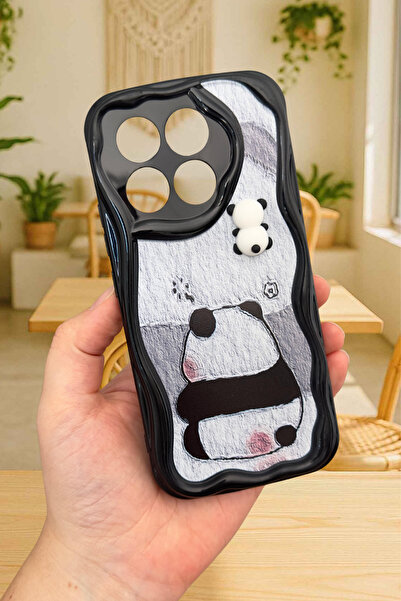 Vip Case Poco X6 Pro - Sevimli Ayıcık Panda Desenli 3 Boyutlu Şirin Parlak Tasarım Panda Kılıf