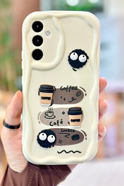 Vip Case Samsung Galaxy A34 Coffee Cookie Pattern 3D Cute Glossy Design Cookie Case