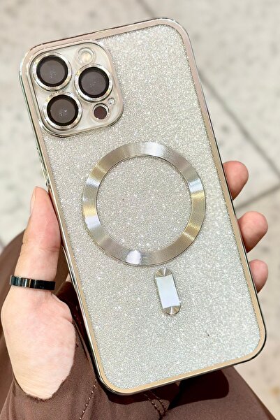 Vip Case iPhone 14 Pro Max Kamera Korumalı Parlak Simli Magsafe Destekli Modern Shimmer Kılıf