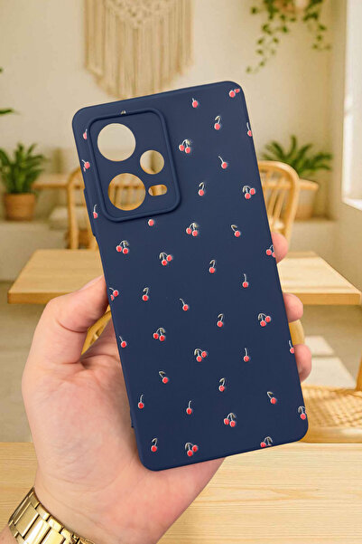 Vip Case Xiaomi Redmi Note 12 Pro 5G-MİNİ KİRAZ DESENLİ Silikon Darbe Emici Klasik Korumalı Rubber Kılıf