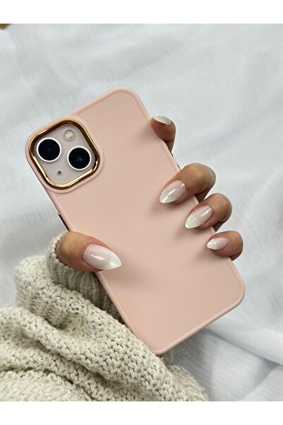 Vip Case Apple iPhone 15 Uyumlu Kılıf Parlak Metal Çerçeveli Pastel Renkli Si...
