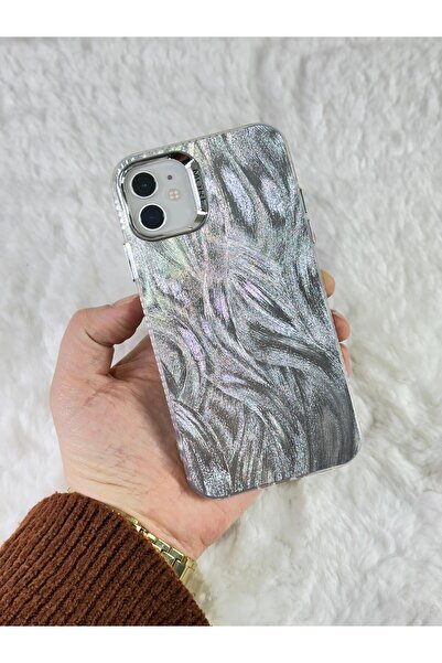Vip Case iPhone  11 - Dalgalı Gümüş Yansımalı Şeffaf Zarif Şık ve Modern Tasa...