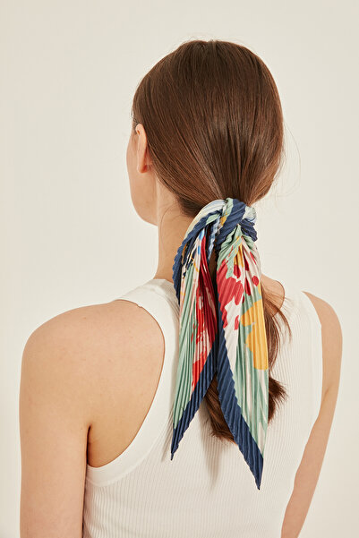 Axesoire 13750-1 Плісирована синя бандана з кольоровою атласною стрічкою