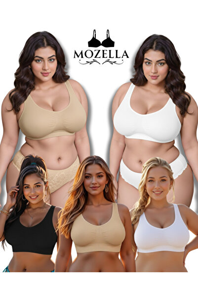 Mozella مجموعة حمالات صدر مكونة من 3 قطع بدون خياطة مع وسادات لشد وتشكيل الجسم