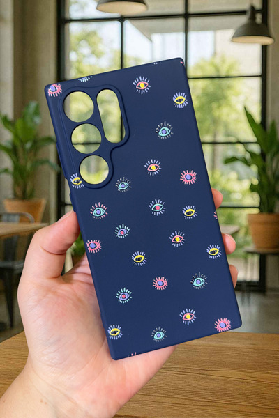 Vip Case Samsung Galaxy S24 Ultra - MİNİ EVIL EYE DESENLİ Silikon Darbe Emici...