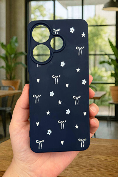 Vip Case Xiaomi Redmi 13 4g Mini Bow Patterned Silicone Shock Absorbing Classic Protected Rubber Case277