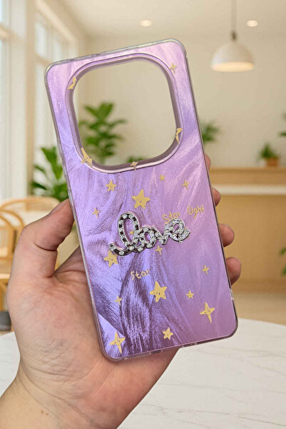 Vip Case Redmi Note 14 Pro 5g Compatible Hologram Color Changing Star Pattern Stone Written Starlove Case