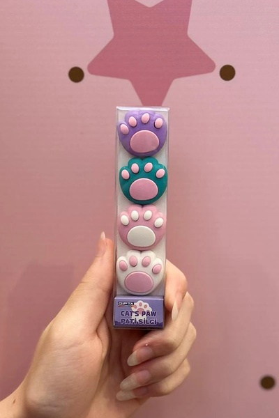 Gıpta Kedi Patisi Şeklinde Silgi 4lü