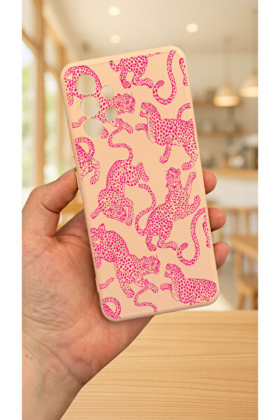 Vip Case Samsung Galaxy A32 -PEMBE LEOPAR Silikon Darbe Emici Klasik Korumalı Rubber Kılıf