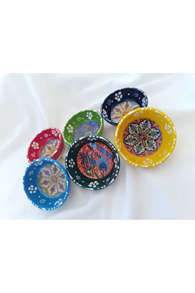 Nihal Süeda Mixed Color and Patterned Snack Bowl Sauce Bowl Breakfast Serving Bowl Lace Model Set of Six Ceramic Bowls