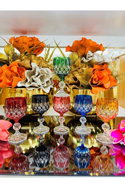 EVRA Bohemia Kristal Renkli El İşi Ayaklı Büyük Kar Tanesi Model Kahve Yanı S...