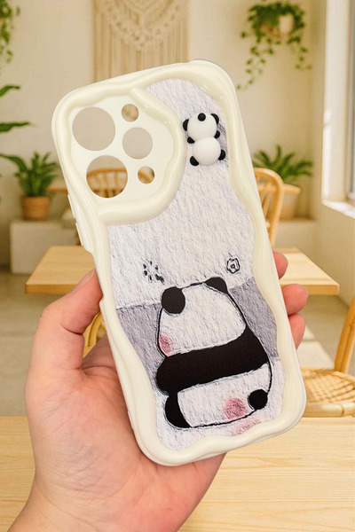Vip Case Xiaomi Redmi 12 Sevimli Ayıcık Panda Desenli 3 Boyutlu Şirin Parlak Tasarım Panda Kılıf