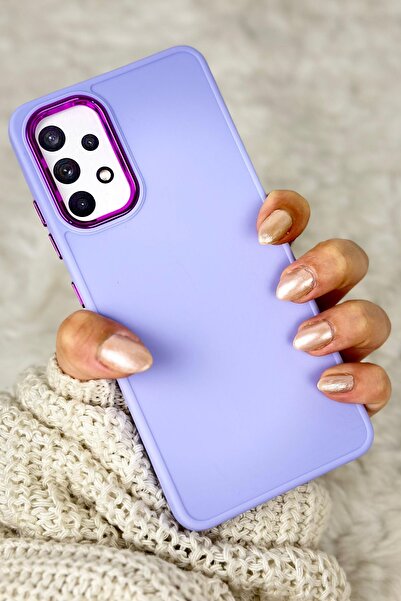 Vip Case Samsung Galaxy A32 4G Uyumlu Kılıf Parlak Metal Çerçeveli Pastel Renkli Silikon Ruby Kapak