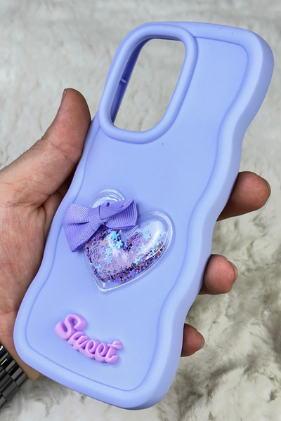 Vip Case Infi̇ni̇x Hot 40 Compatible Colorful Heart Ribbon Detailed Glittery Wavy Sweety Case