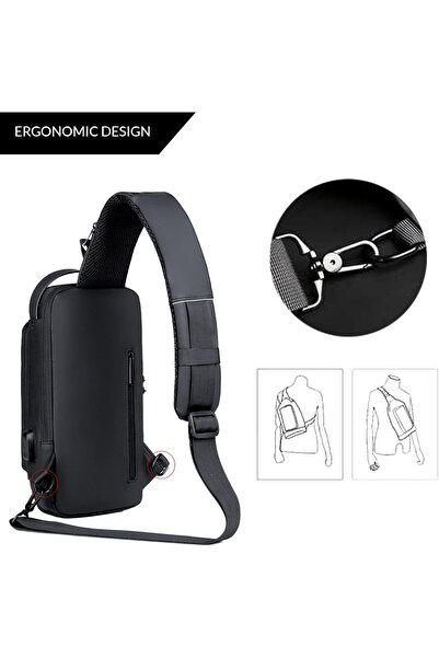 LIVVY Crossbody Sling Bag – Waterproof Leather Chest Shoulder Backpack for Men & Women, Casual Travel Da