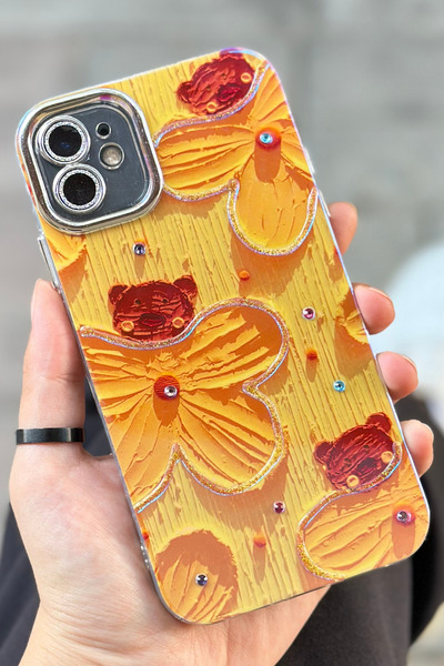 Vip Case iPhone 11 Çiçek Desenli Kendinden Lens Korumalı Elektrokaplama Parla...