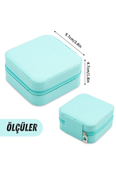 Vip Case Turkuaz Seyahat Boy Takı Organizer Kutusu Mücevher Aksesuar Çantası Küpe Kolye Yüzük Düzenleyici
