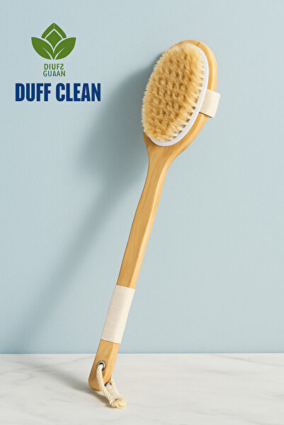DUFF CLEAN Bathroom Back Brush Long Wooden Handle