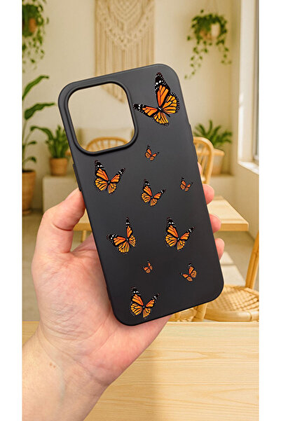 Vip Case iPhone 16 Pro Max -KELEBEK DESENLİ Silikon Darbe Emici Klasik Korumalı Rubber Kılıf