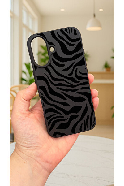 Vip Case iPhone 16 -ZEBRA DESENLİ Silikon Darbe Emici Klasik Korumalı Rubber Kılıf277