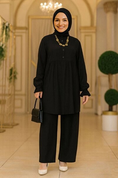 Mercan LİLYUM TAKIM Çilek Kumaş Mevsimlik Rahat Tesettür Alt Üst İkili Takım ...