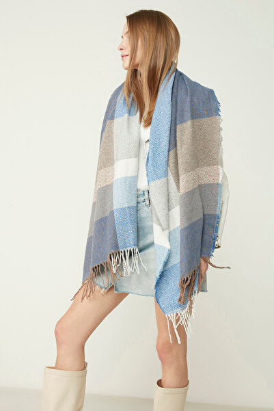 Axesoire 13807 М'яка тканина з візерунком у вигляді спинки риби Sax Синій товстий шарф на плечі