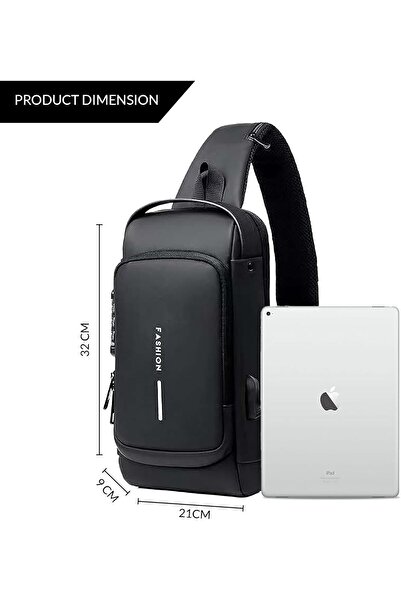 LIVVY Crossbody Sling Bag – Waterproof Leather Chest Shoulder Backpack for Men & Women, Casual Travel Da