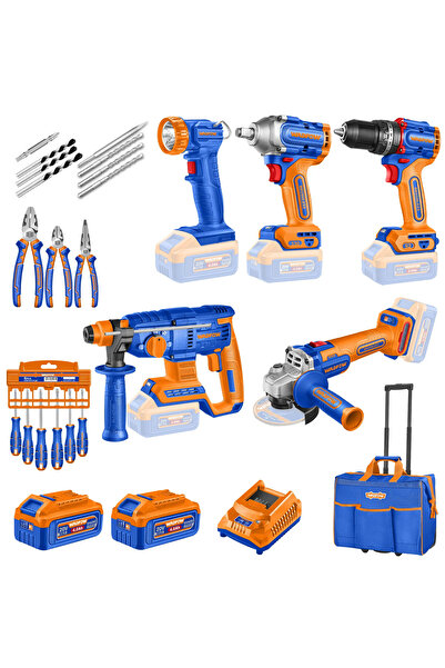 WADFOW 7-Piece 20V Battery Power Tool Set - WCK2079 (Product includes 2 batteries and charger)