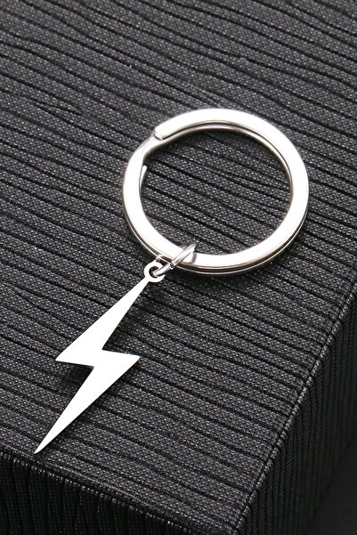 Lynare Delikli Trend Şimşek Model Sallantılı Erkek/Kadın Çelik Gri Küpe 1 Adet