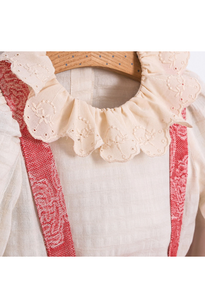 ministok Rosana Baby Girl Floral Patterned Ruffle Salopet Set - with Long Sleeve Shirt