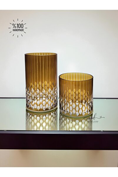 AKDEN STORE Kristal Dekor Cam Vazo - Masaüstü Dekorasyon 2'Lİ Vazo