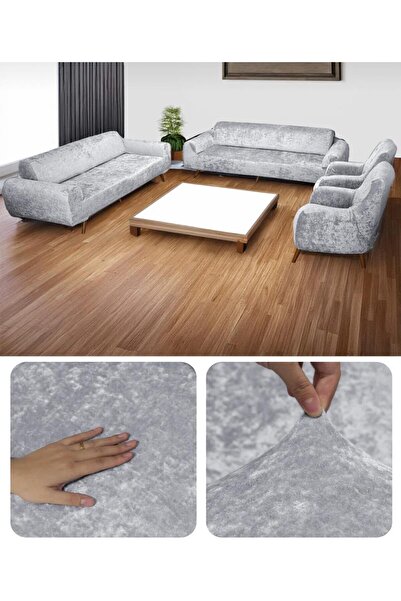 Home Kadife Geçirmeli Koltuk Örtü Seti 3+3+1+1