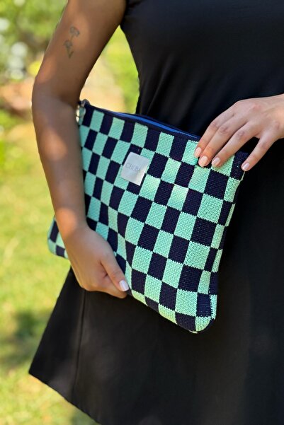 CHUBA Lady Patterned Knitwear Laptop & MacBook & Tablet Case 13"-14" Inch Compatible Navy Blue-Mint Chax822