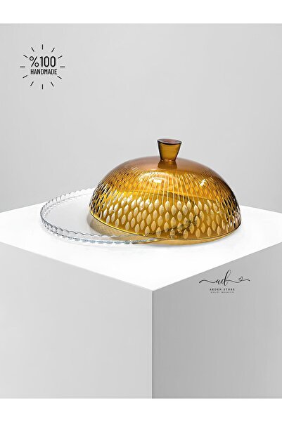 AKDEN STORE Kristal Dekor Kapaklı Kek Fanusu - Pasta - Kurabiye - Sunumluk Me...