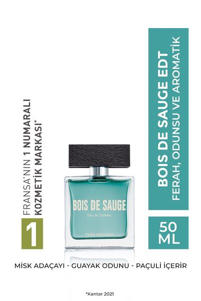 Yves Rocher Bois de Sauge Odunsu Güç ve Zarafet Sunan Erkek Parfümü EDT 50 ML