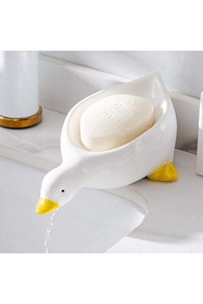 Kiesa Sevimli Ördek Desenli Sabunluk Kendinden Boşaltmalı Su Tutmaz Katı Sabu...