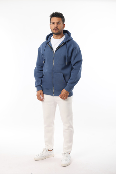 Rodrigo Unisex Half Oversize Cotton Soft Fleece Inside Zippered Kangaroo Pocket Hooded Sweatshirt